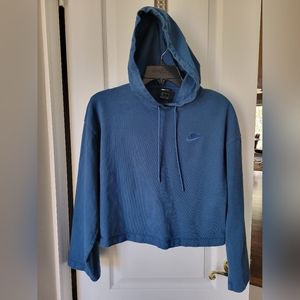 Nike Women's Tonal Blue Premium Cropped Wide Sleeve Hoodie Size Medium